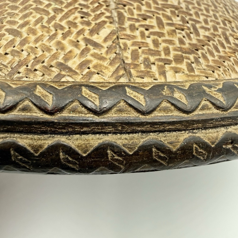 Vintage Bird Finial Lid Boho Woven Look Decorative Cover 7.5 Inch - Picture 6 of 12